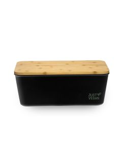Just Vegan – Bread box with Bamboo Cutting Board – Black